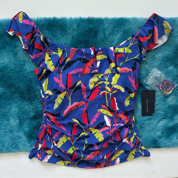 Tommy Hilfiger Vibrant Off-Shoulder Ruffle Tankini Size XXL - Picture 13 of 14